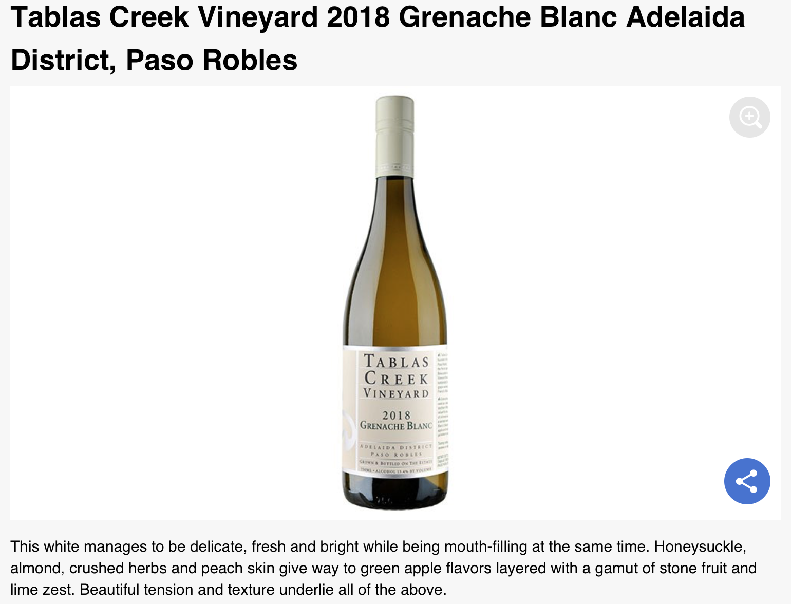 Robb Report Thanksgiving Recommendation Grenache Blanc