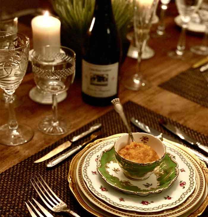 Food And Wine At Thanksgiving Table